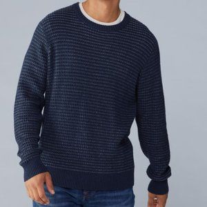 Smartwool Sweater Mens Small Blue Ripple Ridge Tick Stitch Wool Blend